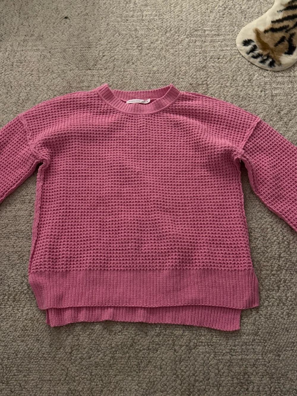 Altar'd State Pink Waffle-Knit Crewneck Sweater